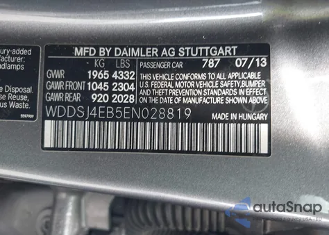 2014 Mercedes-Benz Cla 250 z USA, uszkodzony, nr VIN WDDSJ4EB5EN028819